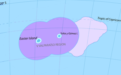 Easter Island or Rapa Nui and Salas y Gómez Island, Chile, its territorial waters and its extended continental shelf.[92] Exclusive Economic Zone and Continental Shelf Extended Continental Shelf