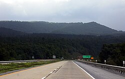 I-64 at Sandstone Mountain in Raleigh County. This is a seven-percent grade.