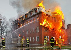 An abandoned convent on fire in Quebec