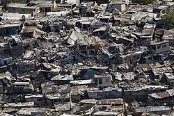 Damaged buildings in Port-au-Prince, Haiti, January 2010