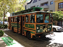 The beach–downtown shuttle trolley