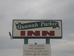 The Quanah Parker Inn is located on U.S. Highway 287 at the west end of Quanah, Texas.