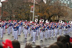 A marching band during the 2008 Toronto Santa Claus Parade.