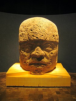 Colossal Olmec stone head from around 900 BC