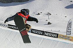 Snowboarder in the halfpipe