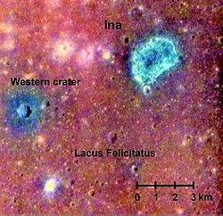 Lacus Felicitatis's crater Ina gives signs of recent geological activity