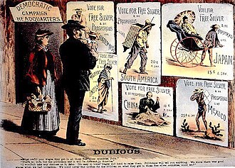 An 1896 Republican poster warns against free silver.