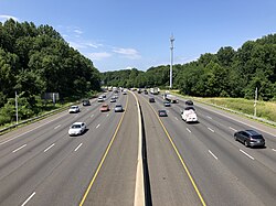 View south along I-495 near Cabin John, a primary area targeted for widening