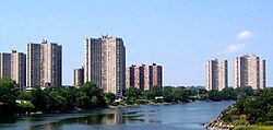 Co-op City in The Bronx, New York City, is the largest cooperative housing development in the world, with 55,000 people.[46]