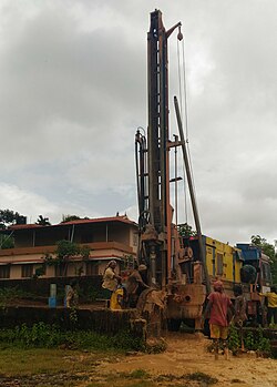 Borehole digging for a borewell or tube well