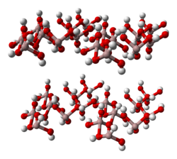 Ball-and-stick model of the part of the crystal structure of gibbsite