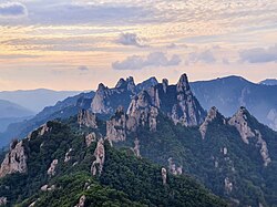 Dinosaur Ridge of Seoraksan, the highest mountain in the Taebaek mountain range in the Gangwon Province.