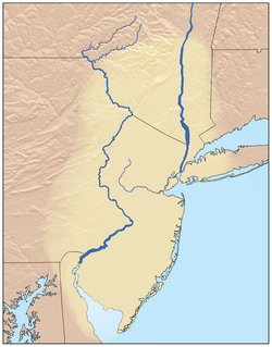 A map of Lenapehoking, comprising present-day New Jersey, southern New York, and eastern Pennsylvania, where many Lenape confederations were based in the 16th and 17th centuries