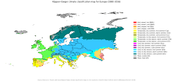 A Köppen–Geiger climate classification map of Europe (including non-EU member states)