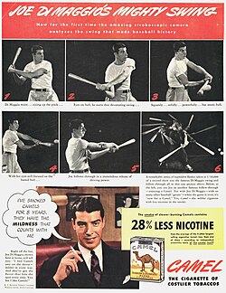 Cigarette advertisement featuring Joe Dimaggio in 1941