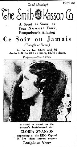 Ce soir ou Jamais, fragrance ad, 1932. The Cincinnati Enquirer.