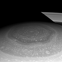 Saturn's north polar hexagon[50]