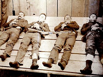 Members of the Dalton Gang after attempted bank robberies in Coffeyville, Kansas