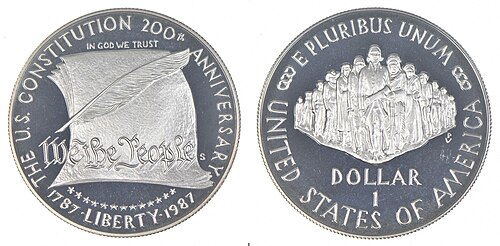 1987 Constitution Commemorative Silver Dollar