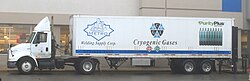 Cryogenic gases delivery truck at a supermarket, Ypsilanti, Michigan
