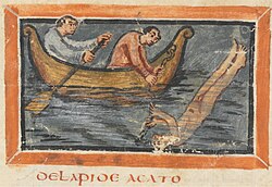 9th century drawing of a pearl diver