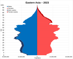 Population pyramid of East Asia in 2023