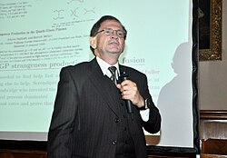 Johann Rafelski lecturing at the International Conference on Strangeness in Quark Matter in 2011.