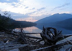 Clearwater Lake, a lava dammed lake in the Wells Gray-Clearwater volcanic field