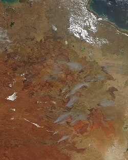 Satellite image of fire activity in central Australia