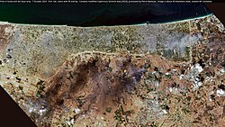 Satellite view of fires in the Gaza envelope on 7 October 2023