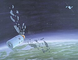 Artist's illustration of an Istrebitel Sputnikov anti-satellite system