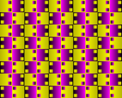An example of the peripheral drift illusion: alternating lines appear to be moving horizontally left or right.