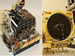 The internal spectrometer (left) and the laser telescope (right) for the mast