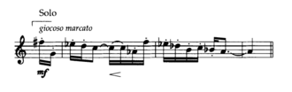 Wedging theme from String Quartet, second movement, mm. 18-20