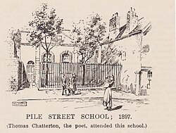 Pile Street School, depicted 1897