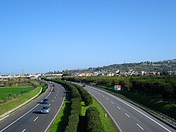 The Autostrada A20 (Italy) with large central median