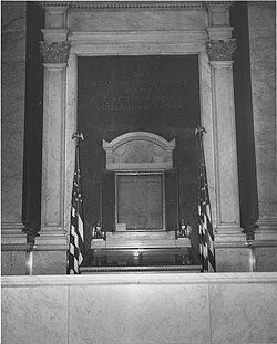 The Declaration of Independence and The Constitution on Display in the Library of Congress Prior to the Removal to the National Archives 13 December 1952