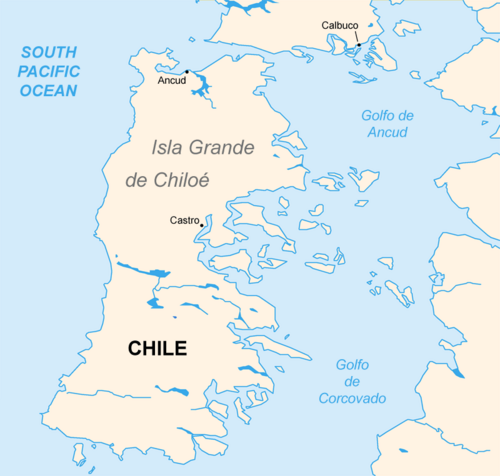Chiloé Island and Gulf of Corcovado to the east