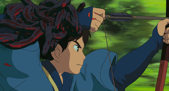 An animated frame depicting some computer-generated art blended with a hand-drawn character
