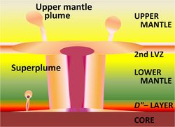 A superplume generated by cooling processes in the mantle (LVZ=low-velocity zone)[3]