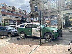 A Carabineros de Chile vehicle parked on Pdte. Julio A. Roca in Punta Arenas, 2023