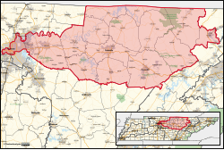 Tennessee's 6th congressional district boundary from the 2026 electionsInteractive map version
