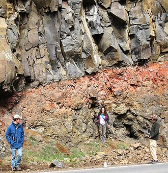 Alfisol between flows of middle Miocene Picture Gorge Basalt in Picture Gorge, Oregon