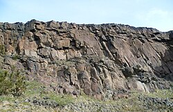 Hutton's Section on Edinburgh's Salisbury Crags. Location: 55°56′36″N 3°10′02″W﻿ / ﻿55.9432°N 3.1672°W﻿ / 55.9432; -3.1672﻿ (Hutton's Section at Salisbury Crags)