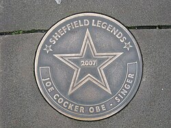 Sheffield Legends plaque in Cocker's home city of Sheffield, England