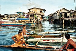 Modern Bajau stilt houses over the sea in Basilan, southern Philippines