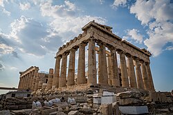 The Parthenon, a temple of Athena on the Acropolis in Athens.