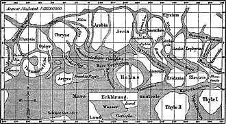 Schiaparelli's 1877 surface map of Mars