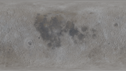 A color map of the Moon and heightmap rendered together with Blender
