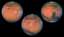 Three views of Mars, Hubble Space Telescope, 1997